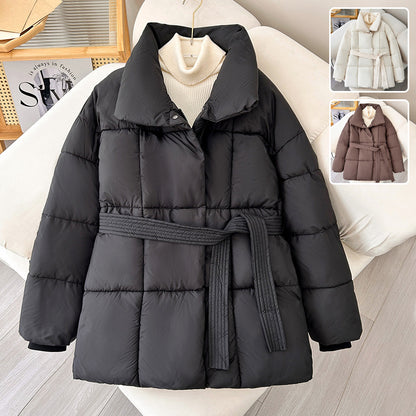 Manteau Hivral à Carreaux – Ceinture & Chaleur Élégante
