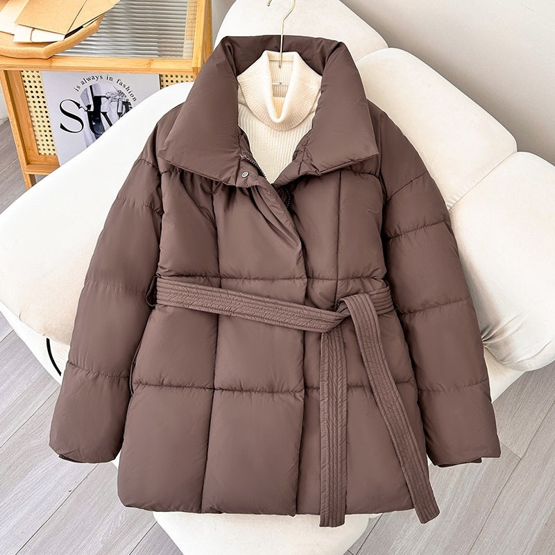 Manteau Hivral à Carreaux – Ceinture & Chaleur Élégante